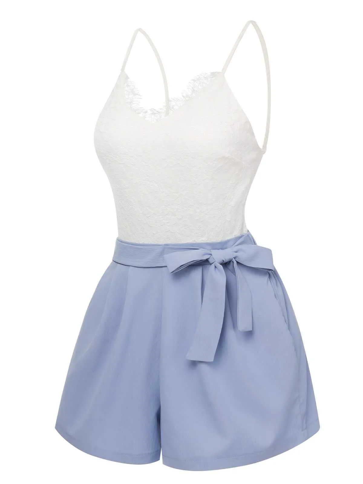 1950s Spaghetti Strap Lace Patchwork Romper sold by Retro Stage product image thumbnail 2