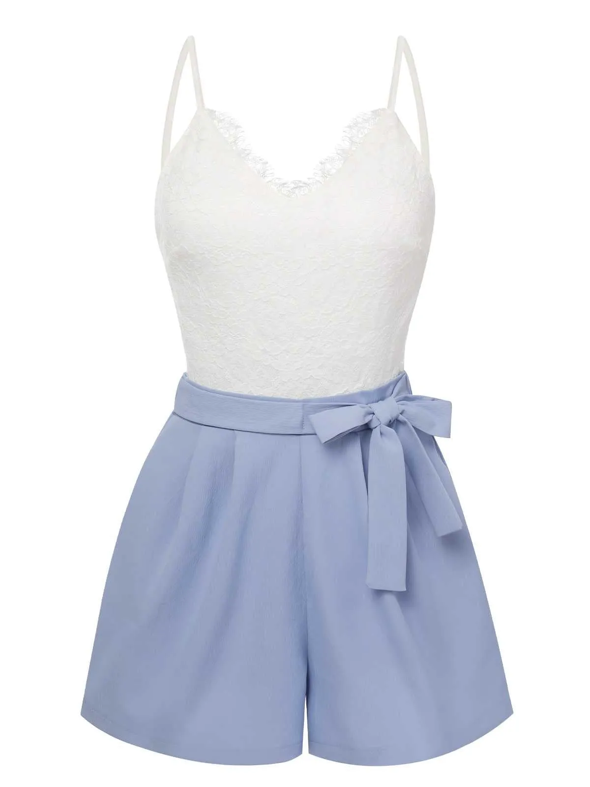 1950s Spaghetti Strap Lace Patchwork Romper sold by Retro Stage