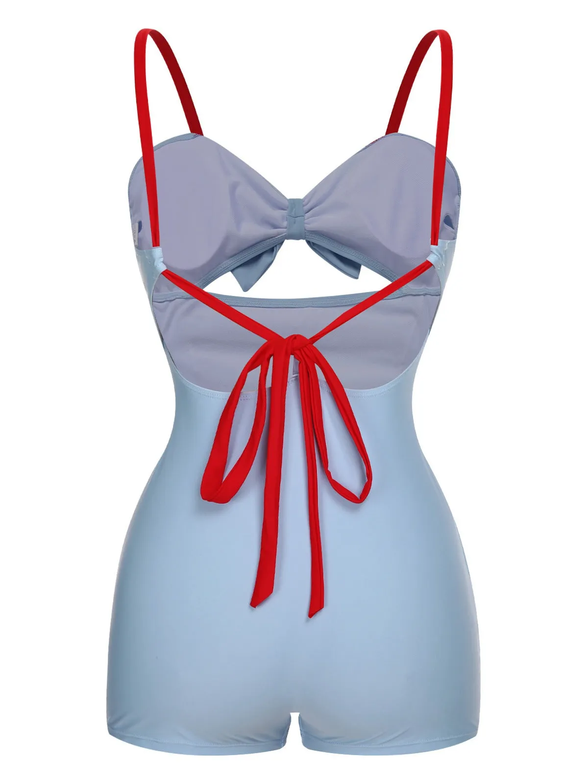 Blue 1930s Folds Back Strap One-Piece Swimsuit sold by Retro Stage product image thumbnail 4