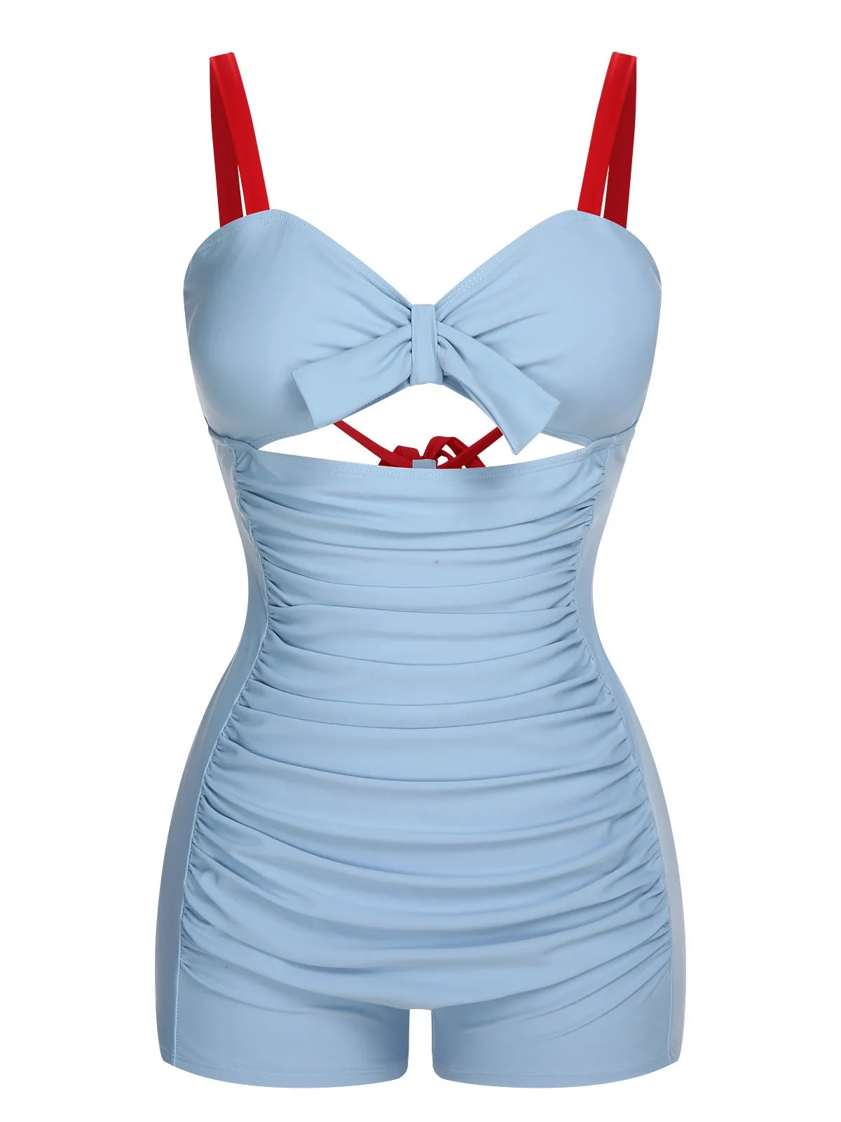 Blue 1930s Folds Back Strap One-Piece Swimsuit sold by Retro Stage product image thumbnail 2