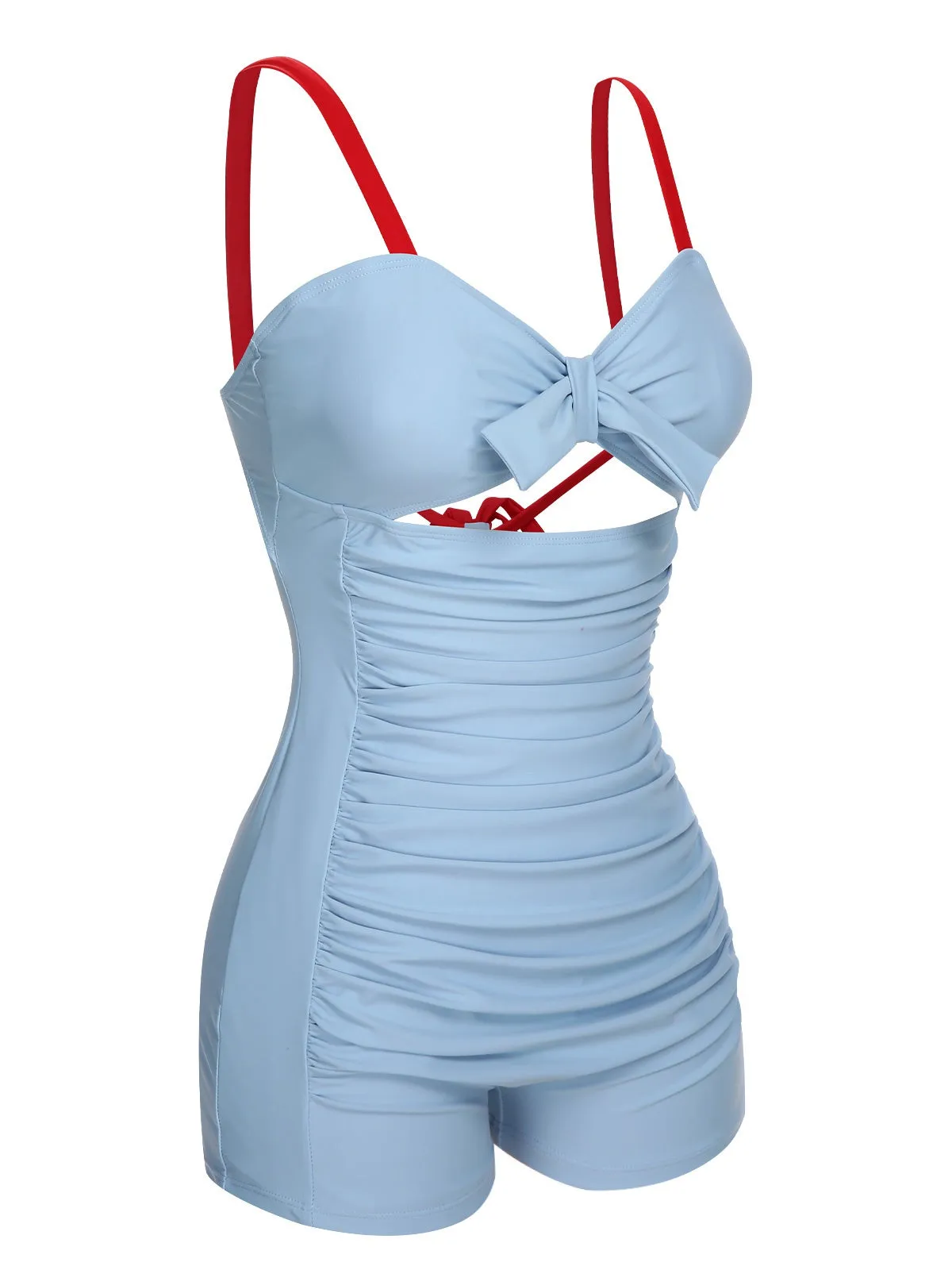 Blue 1930s Folds Back Strap One-Piece Swimsuit sold by Retro Stage product image thumbnail 3