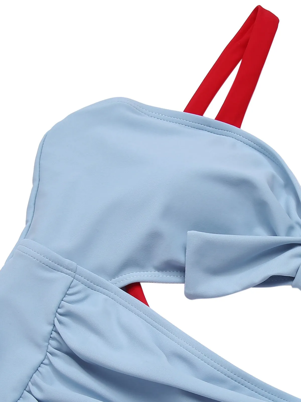 Blue 1930s Folds Back Strap One-Piece Swimsuit sold by Retro Stage product image thumbnail 5