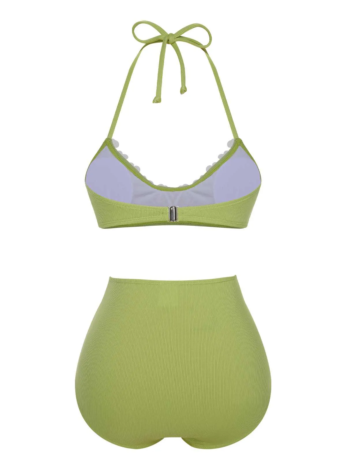 Light Green 1960s Halter Knit Daisy Swimsuit sold by Retro Stage product image thumbnail 4