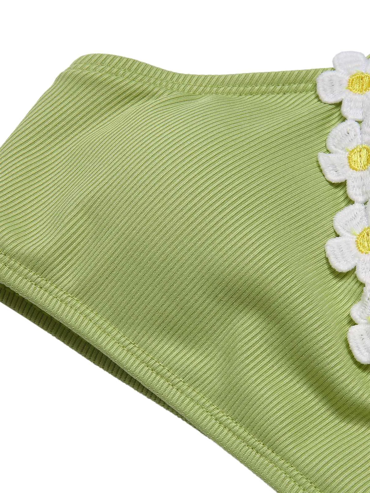 Light Green 1960s Halter Knit Daisy Swimsuit sold by Retro Stage product image thumbnail 5