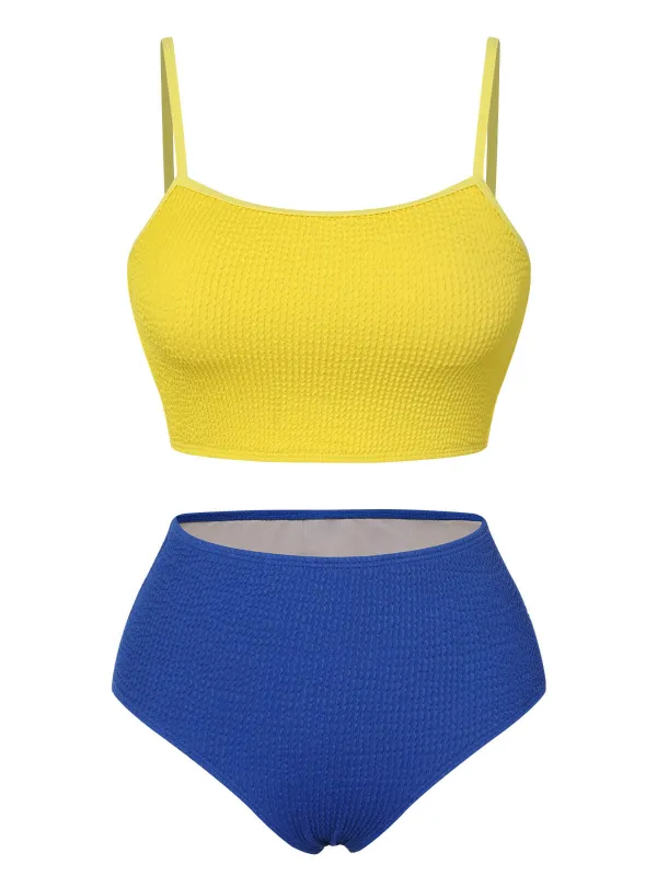 1950s Solid High Rise Strap Swimsuit sold by Retro Stage