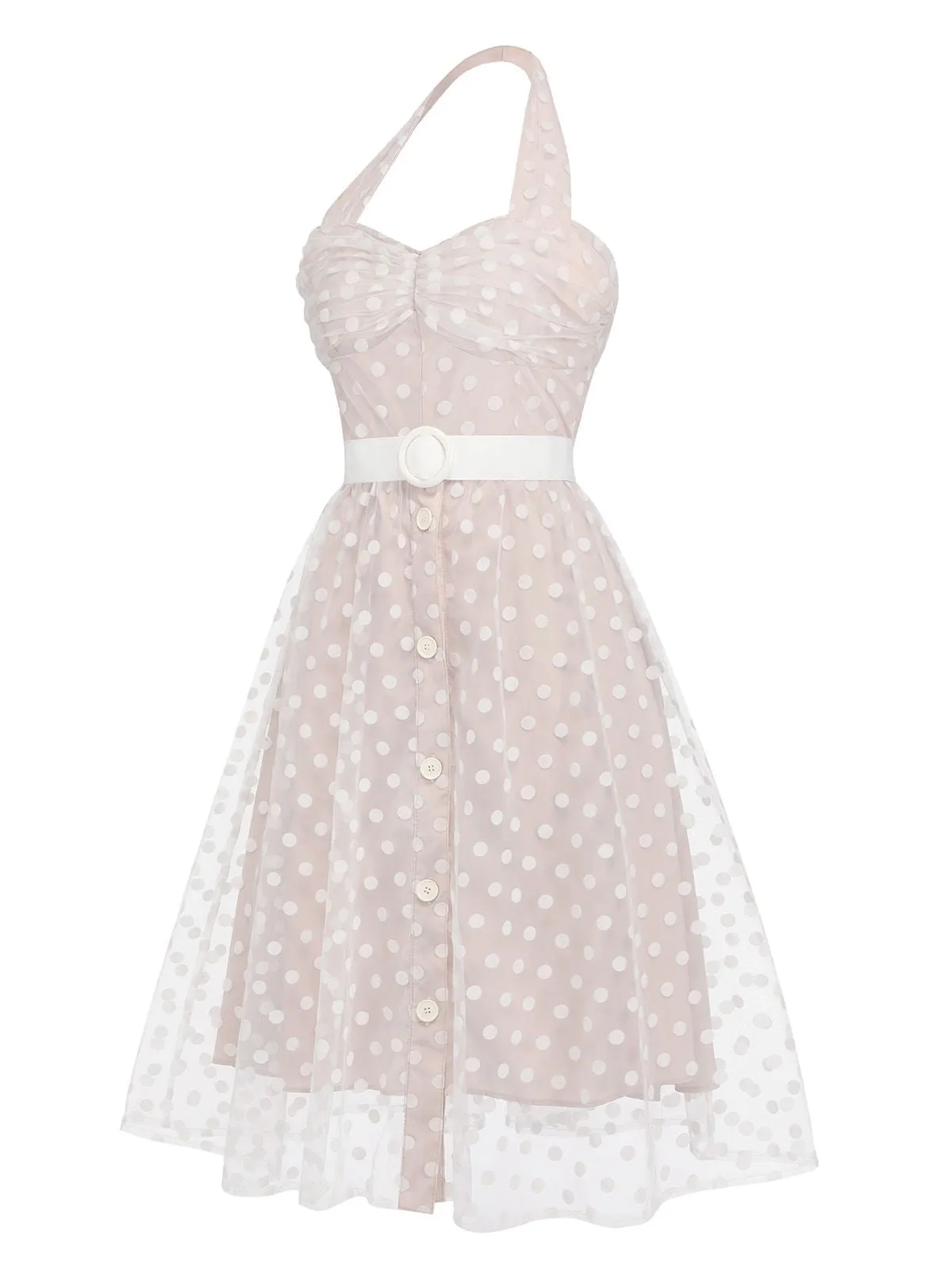 Light Pink 1950s Halter Romper & Polka Dots Skirt sold by Retro Stage product image thumbnail 4