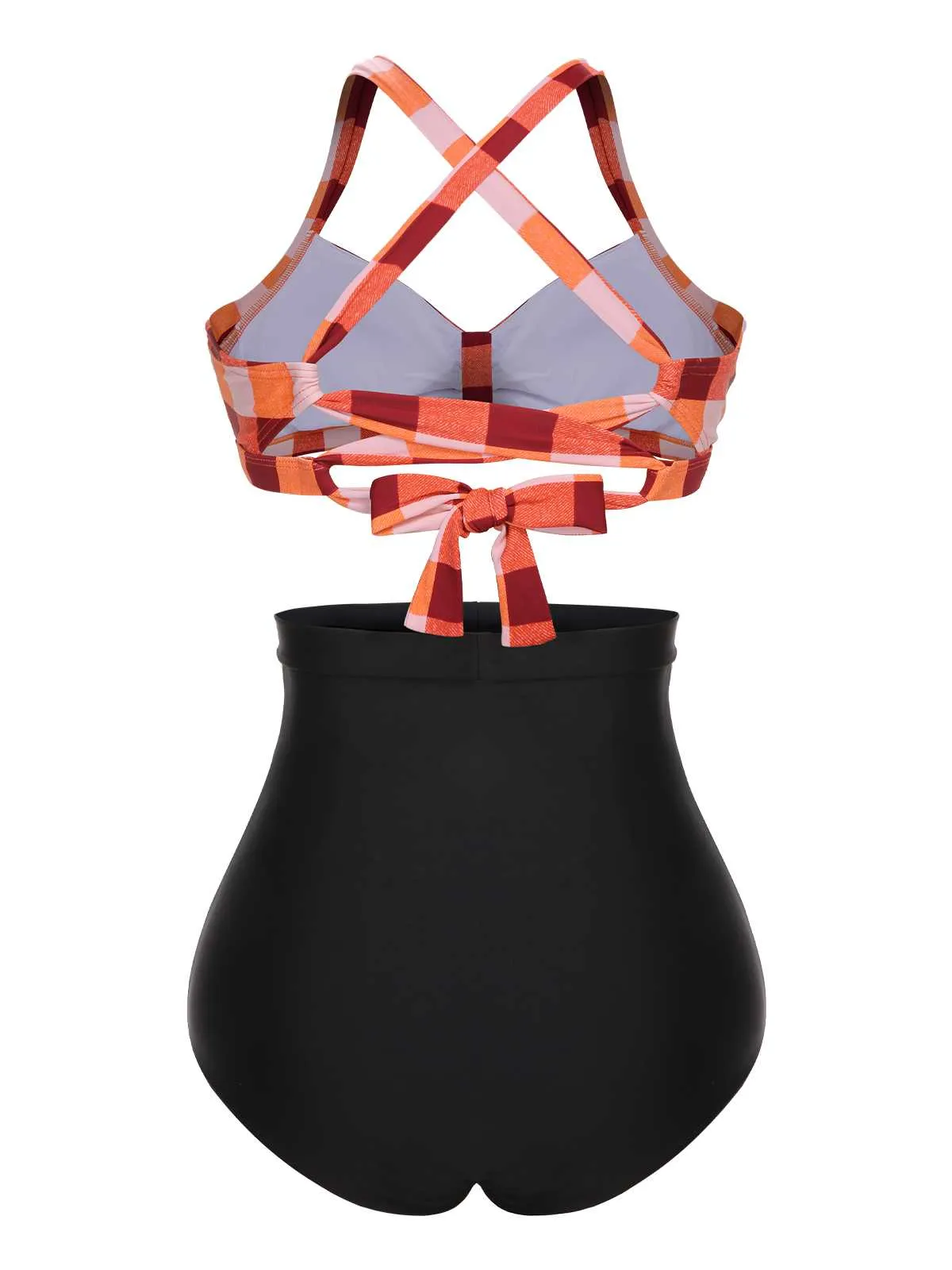 1950s Double Strap Buttoned Plaids Swimsuit sold by Retro Stage product image thumbnail 4