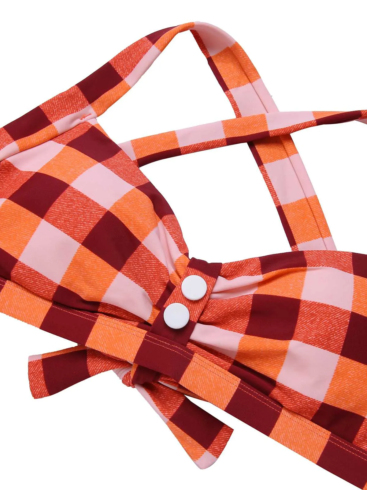 1950s Double Strap Buttoned Plaids Swimsuit sold by Retro Stage product image thumbnail 5