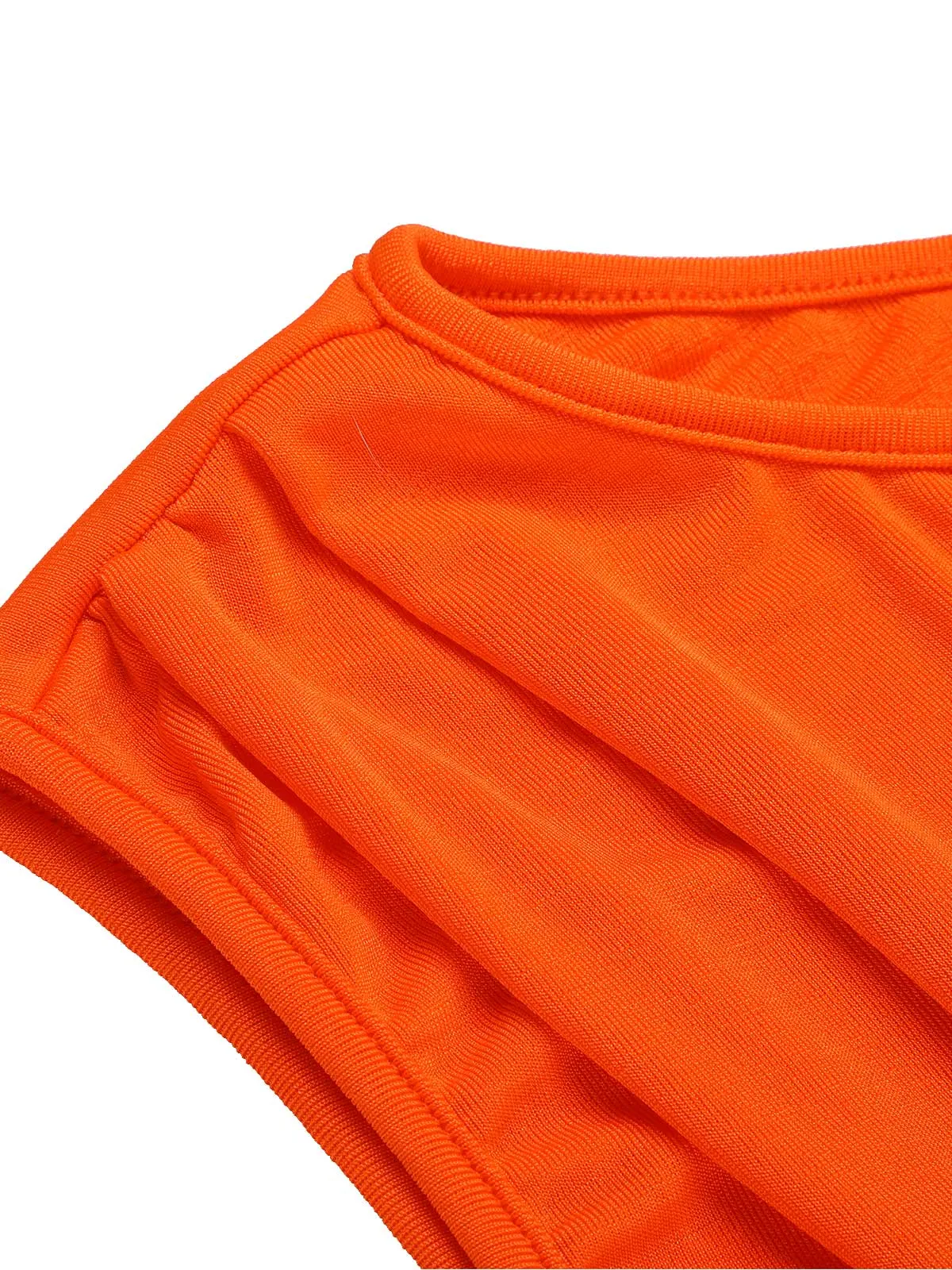 Orange 1960s Solid One Shoulder Sleeveless Dress sold by Retro Stage product image thumbnail 5