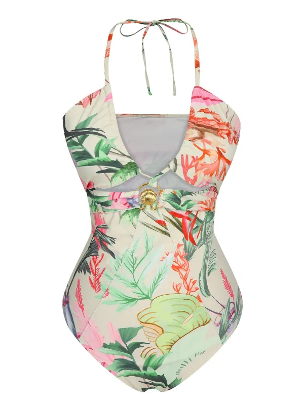 Multicolor 1960s Chest Buckle One-Piece Swimsuit sold by Retro Stage