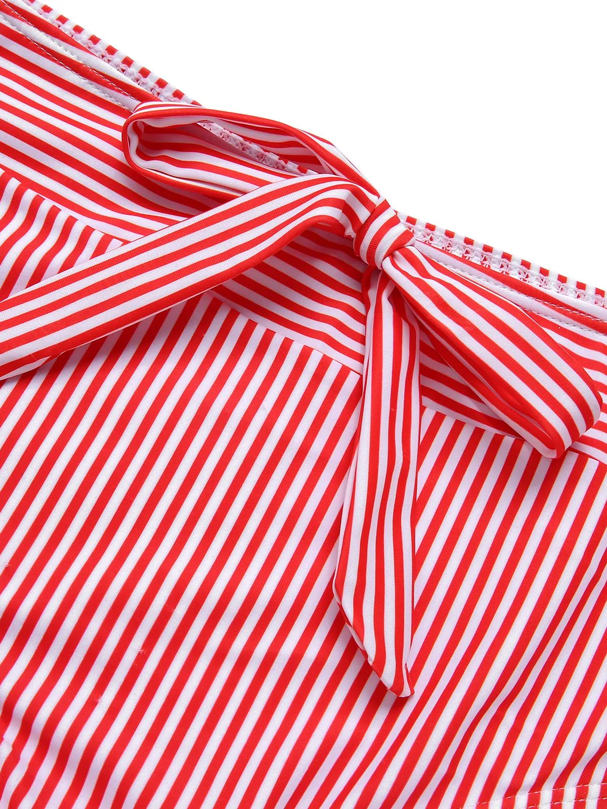 Red & White 1930s Striped Knot Halter Swimsuit sold by Retro Stage product image thumbnail 4