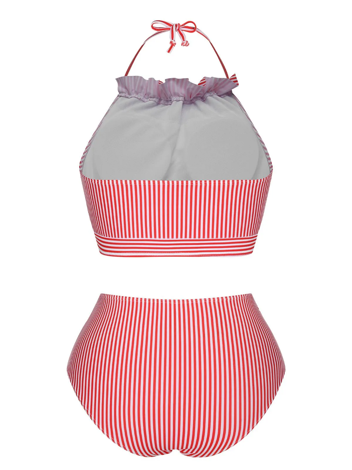 Red & White 1930s Striped Knot Halter Swimsuit sold by Retro Stage product image thumbnail 3