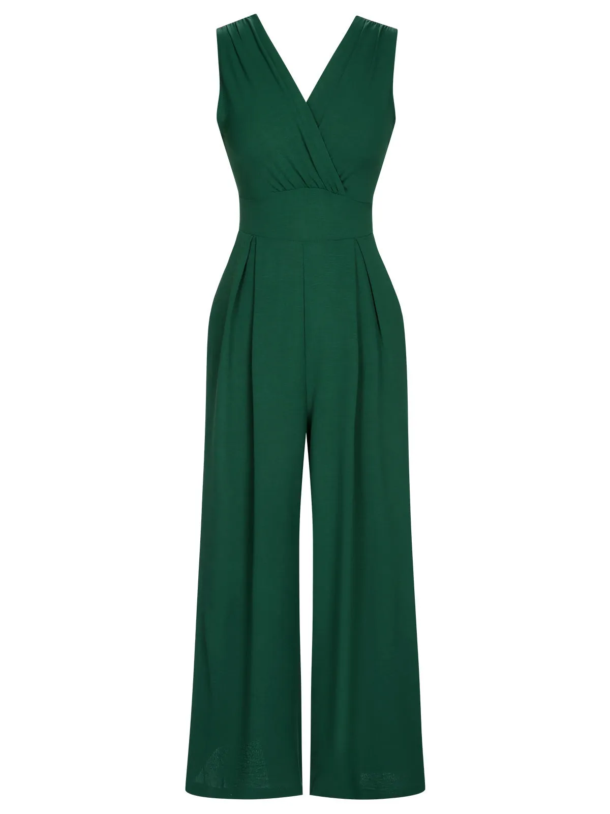 Green 1930s V-Neck Sleeveless Jumpsuit sold by Retro Stage
