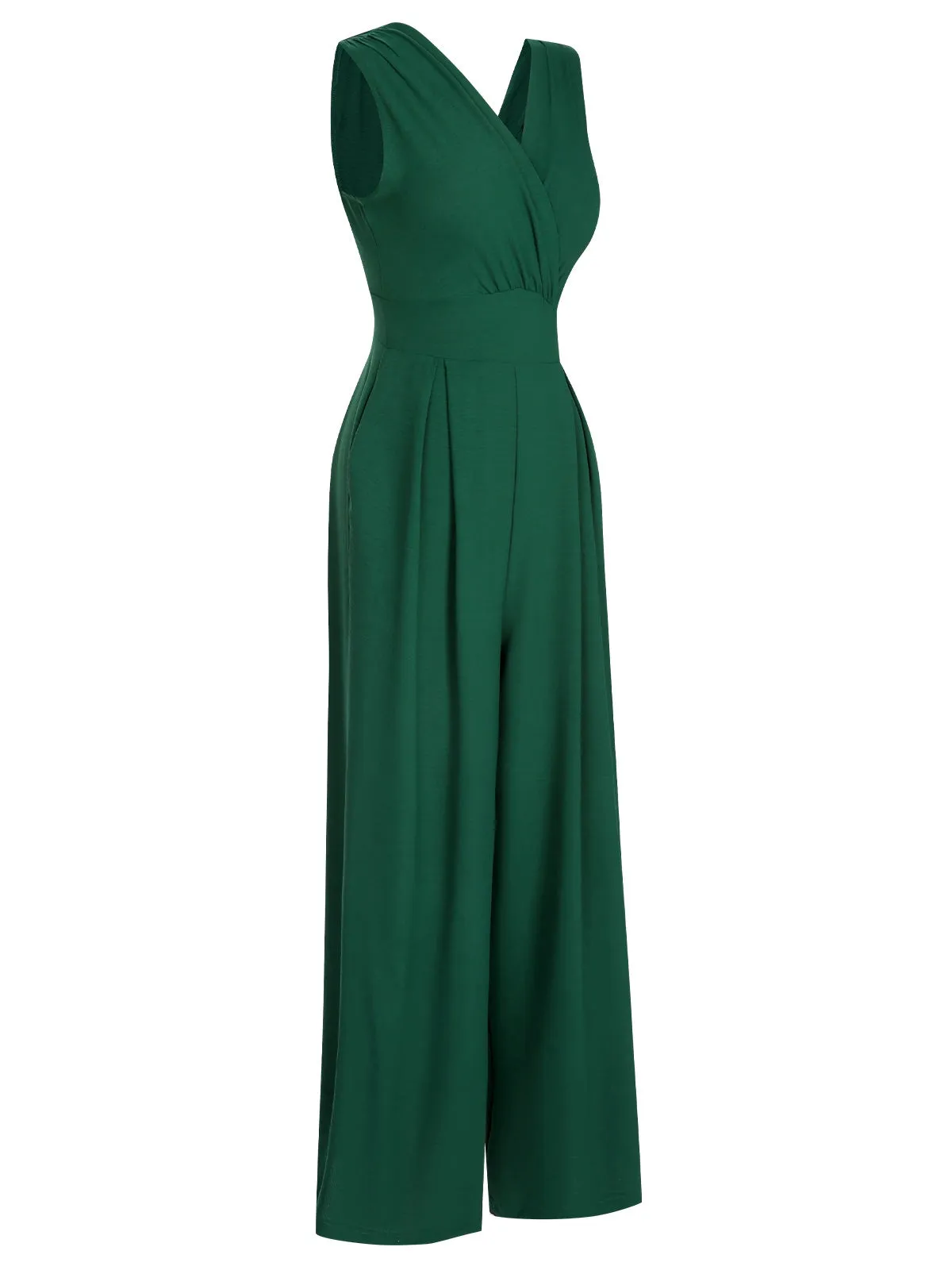 Green 1930s V-Neck Sleeveless Jumpsuit sold by Retro Stage product image thumbnail 2