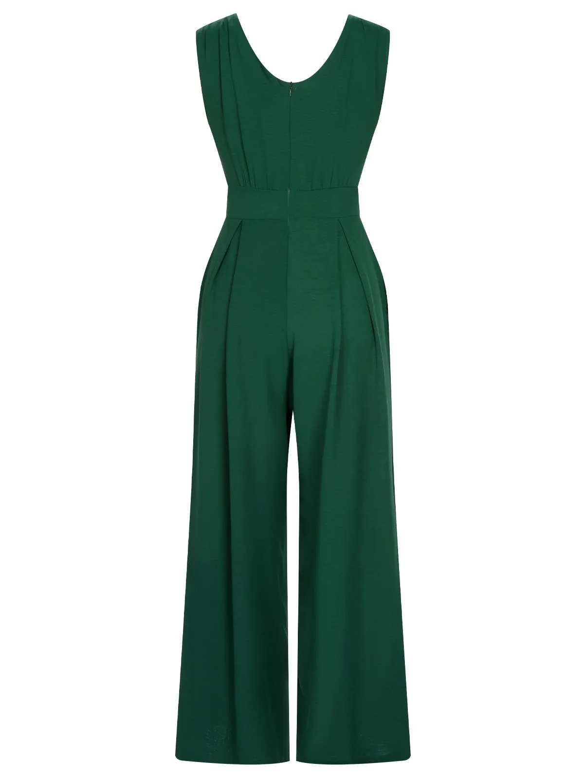 Green 1930s V-Neck Sleeveless Jumpsuit sold by Retro Stage product image thumbnail 3