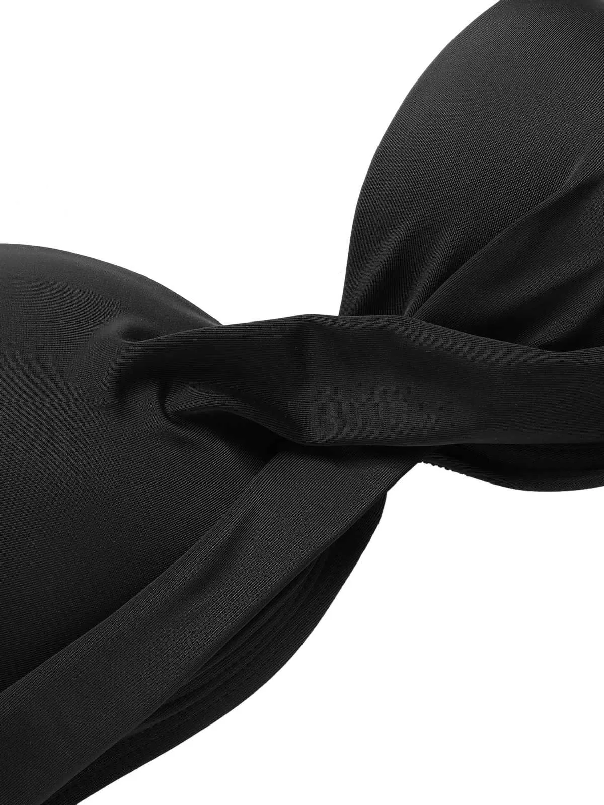 Black 1960s Halter Solid Swimsuit sold by Retro Stage product image thumbnail 4