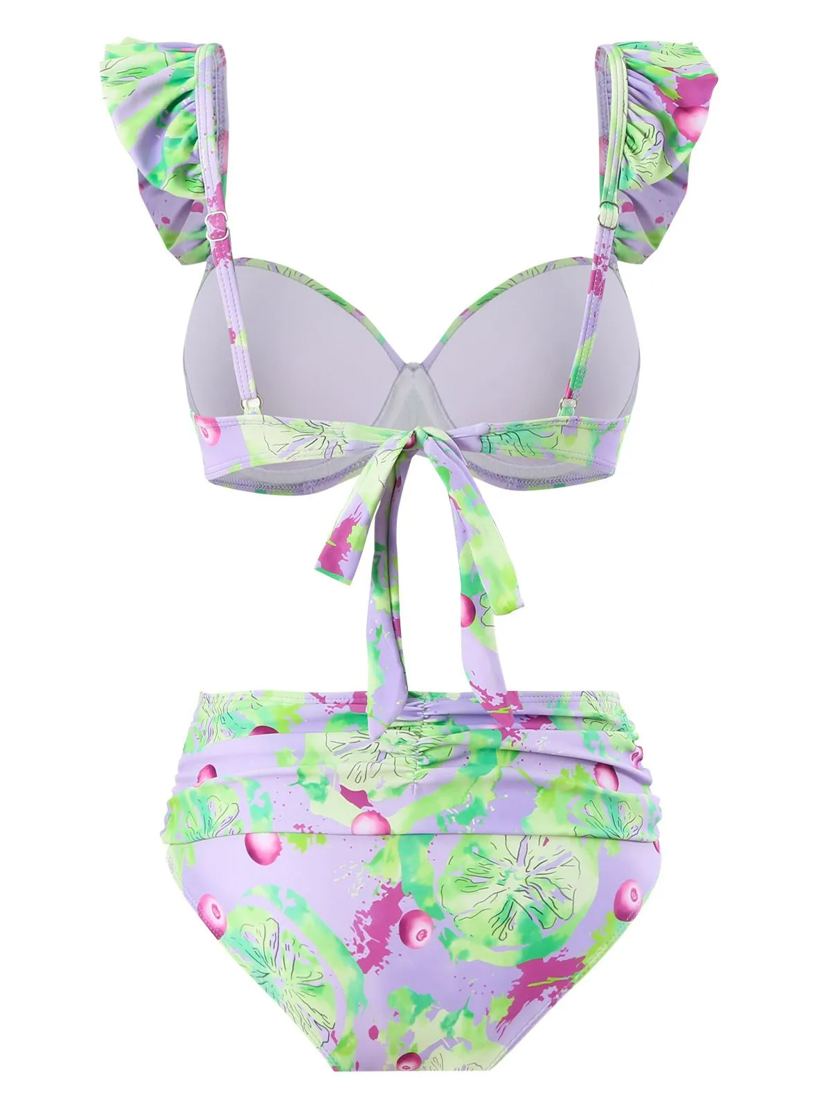 Light Green 1940s Grape Ruffle Swimsuit sold by Retro Stage product image thumbnail 2