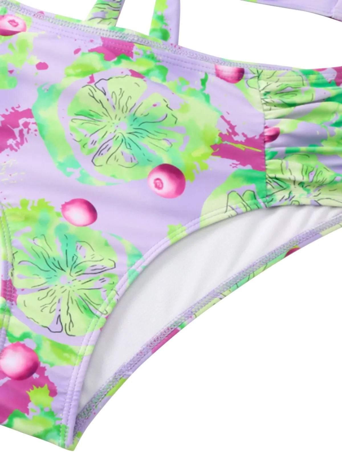 Light Green 1940s Grape Ruffle Swimsuit sold by Retro Stage product image thumbnail 3