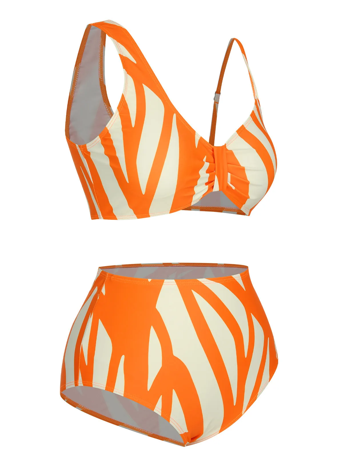 Orange 1960s Strap Stripe Swimsuit sold by Retro Stage product image thumbnail 2
