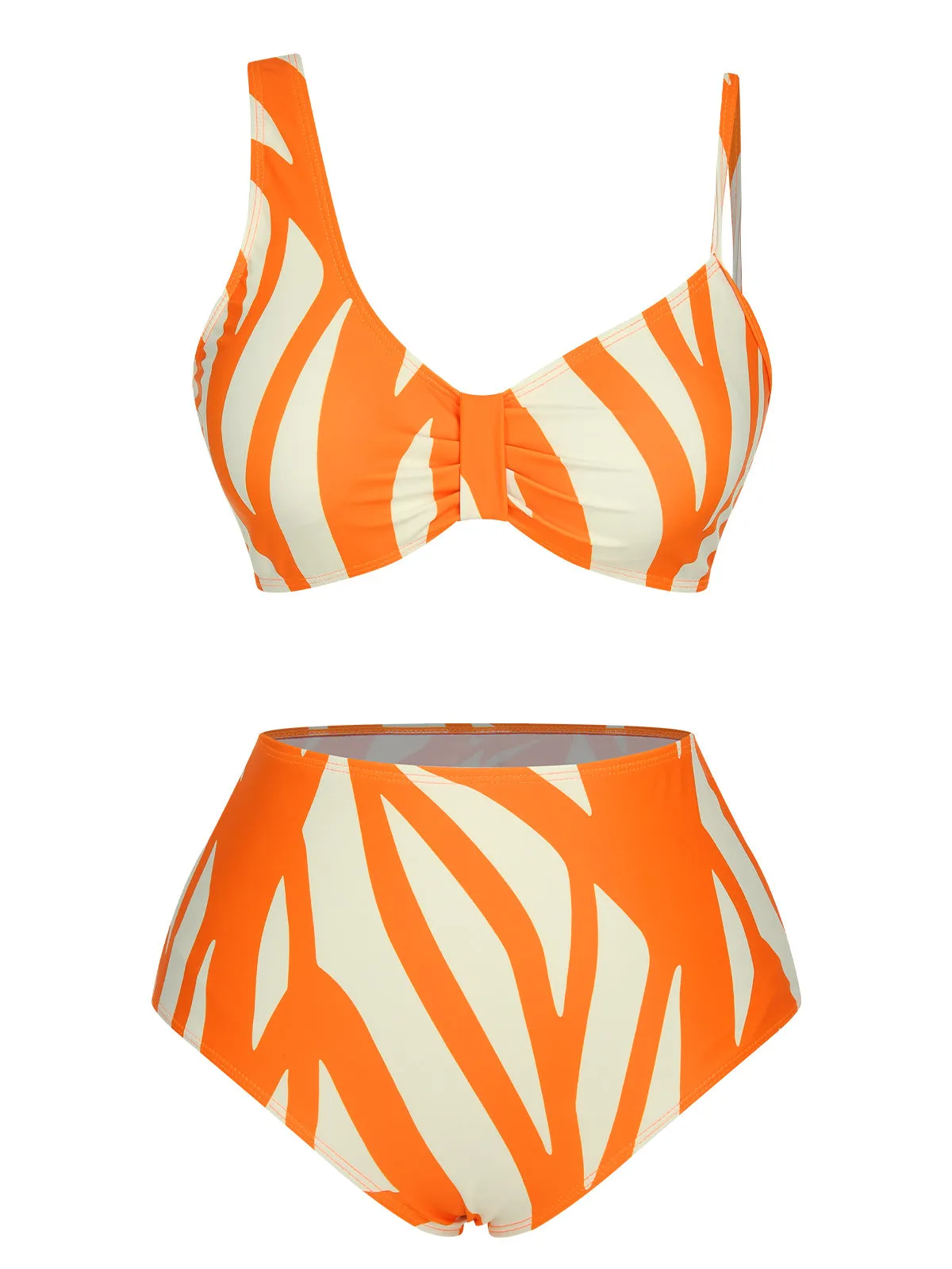 Orange 1960s Strap Stripe Swimsuit sold by Retro Stage