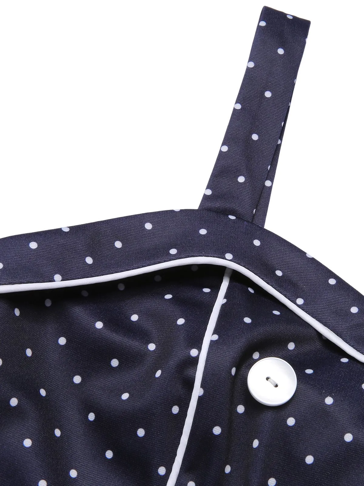 Dark Blue 1930s Polka Dots Straps Jumpsuit sold by Retro Stage product image thumbnail 5