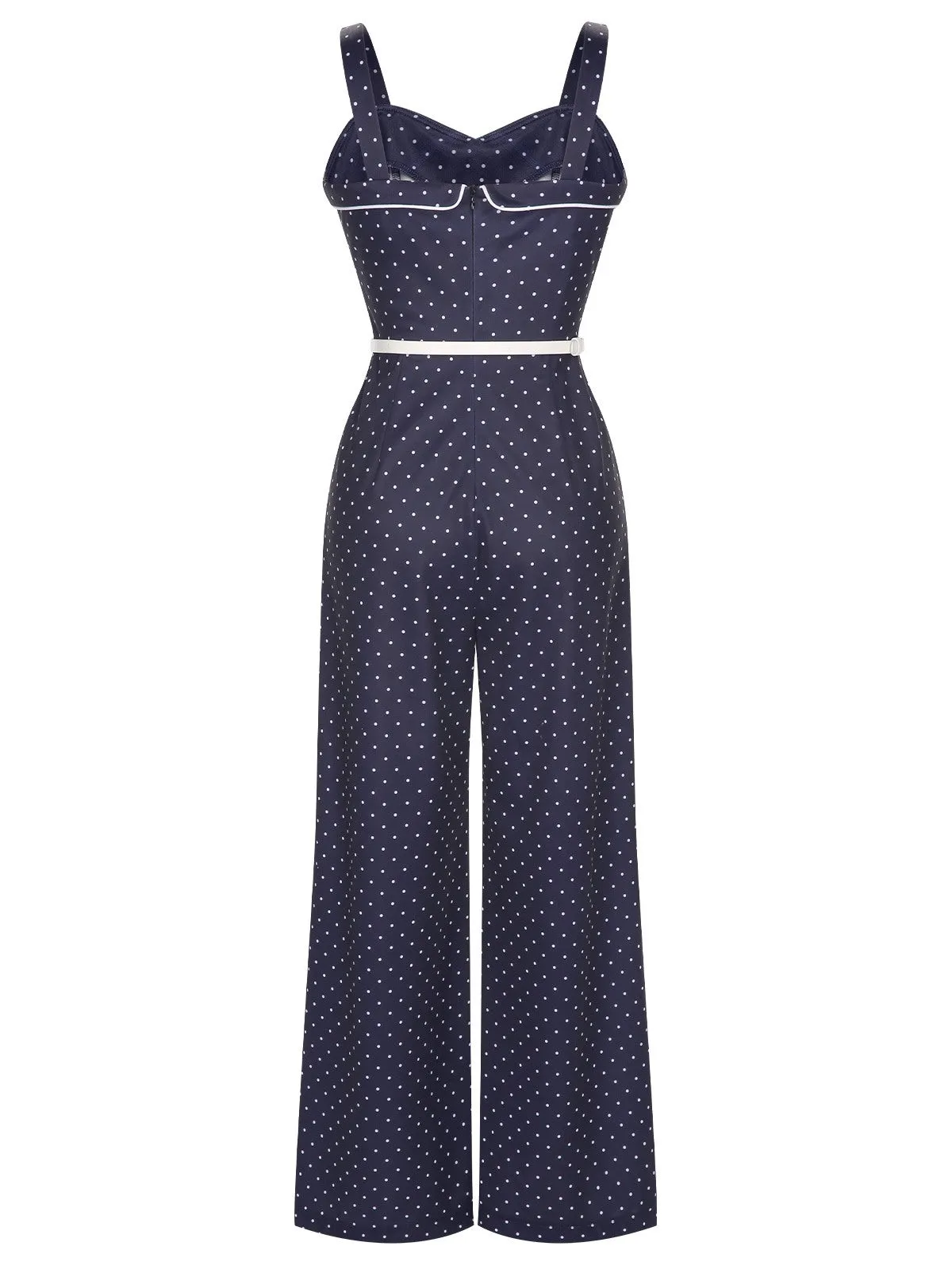 Dark Blue 1930s Polka Dots Straps Jumpsuit sold by Retro Stage product image thumbnail 4