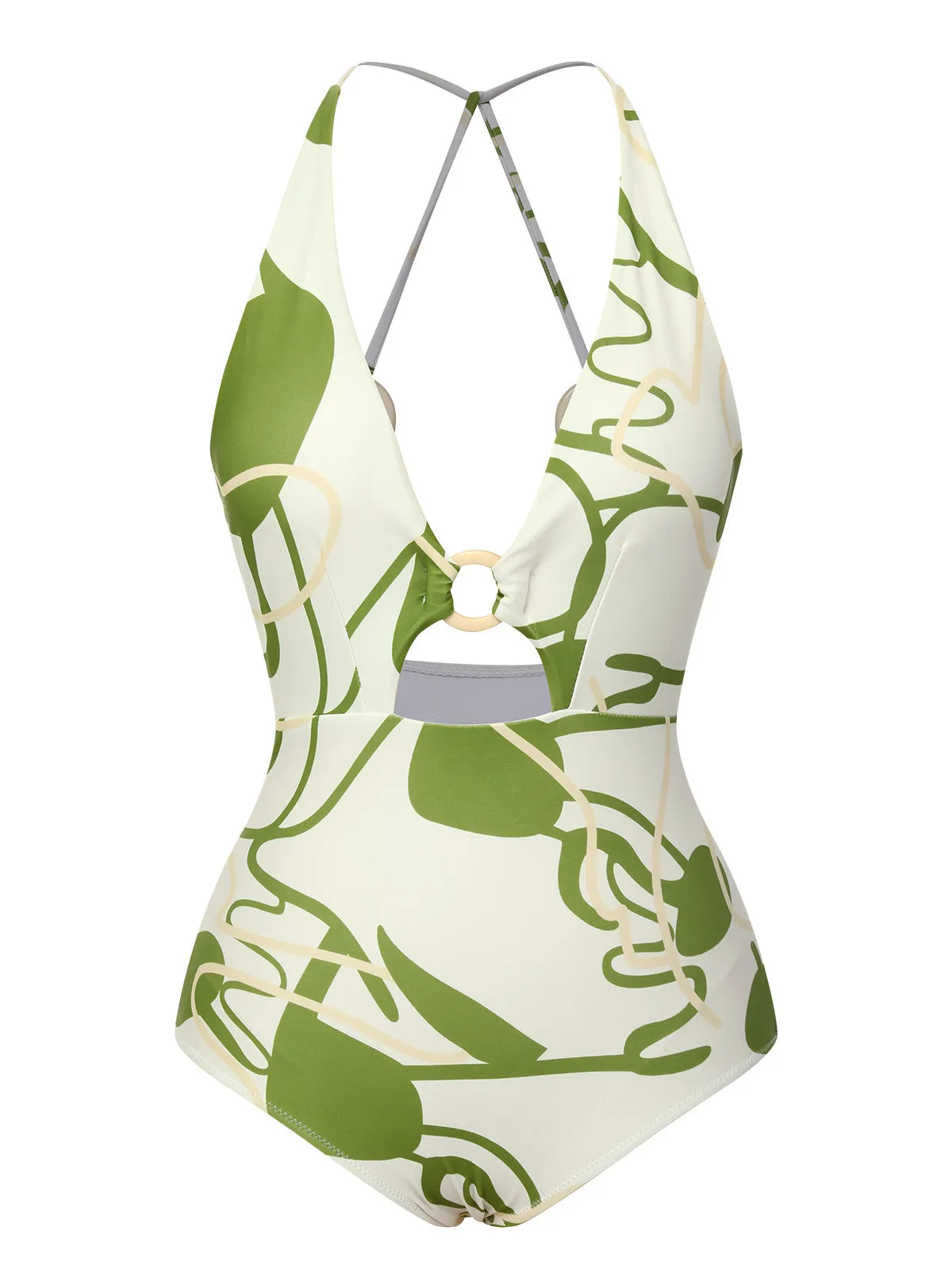 1950s Hollow Ring Backless Halter Swimsuit sold by Retro Stage