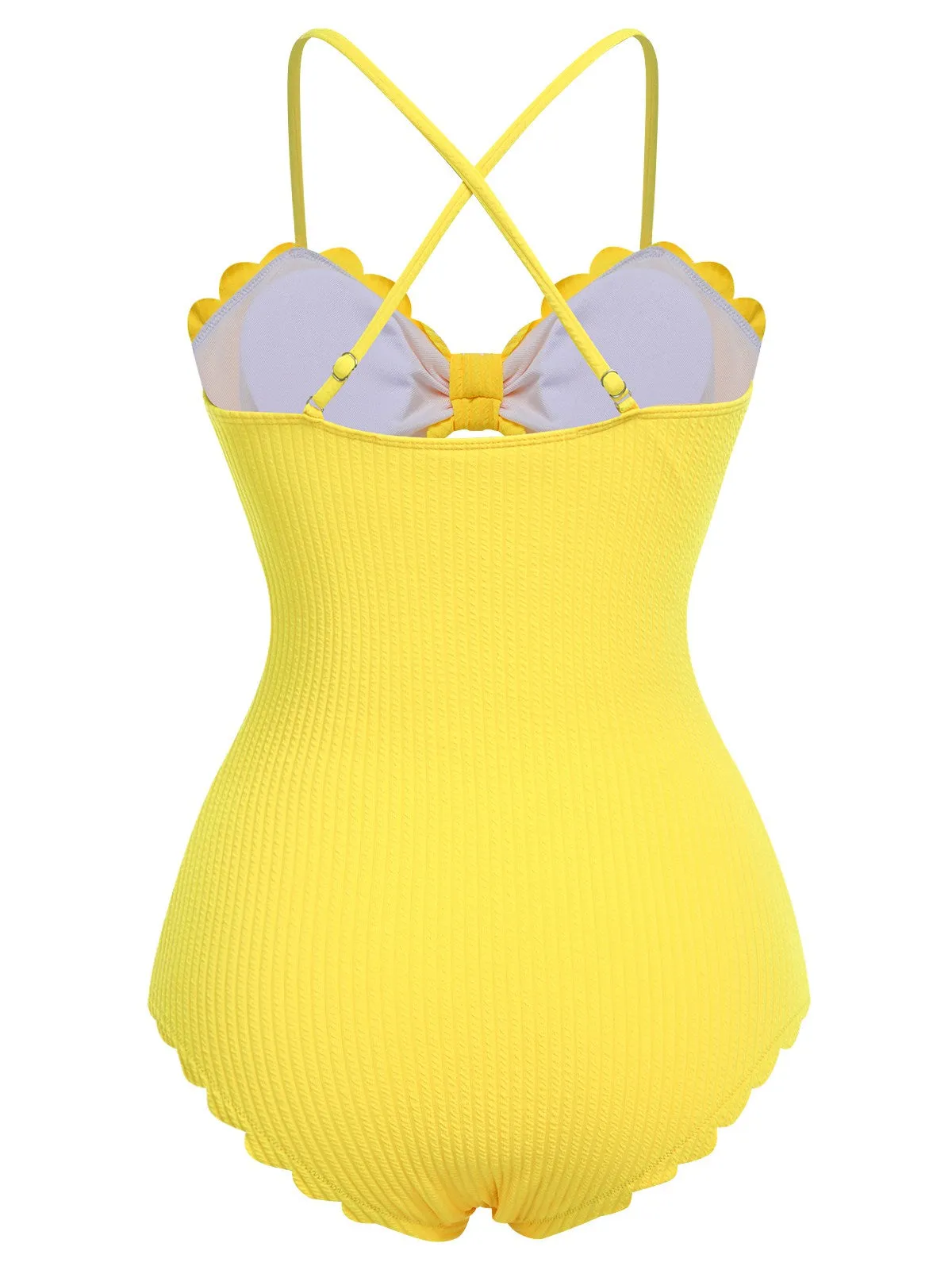 Yellow 1950s Spaghetti Strap One-Piece Swimsuit sold by Retro Stage product image thumbnail 4