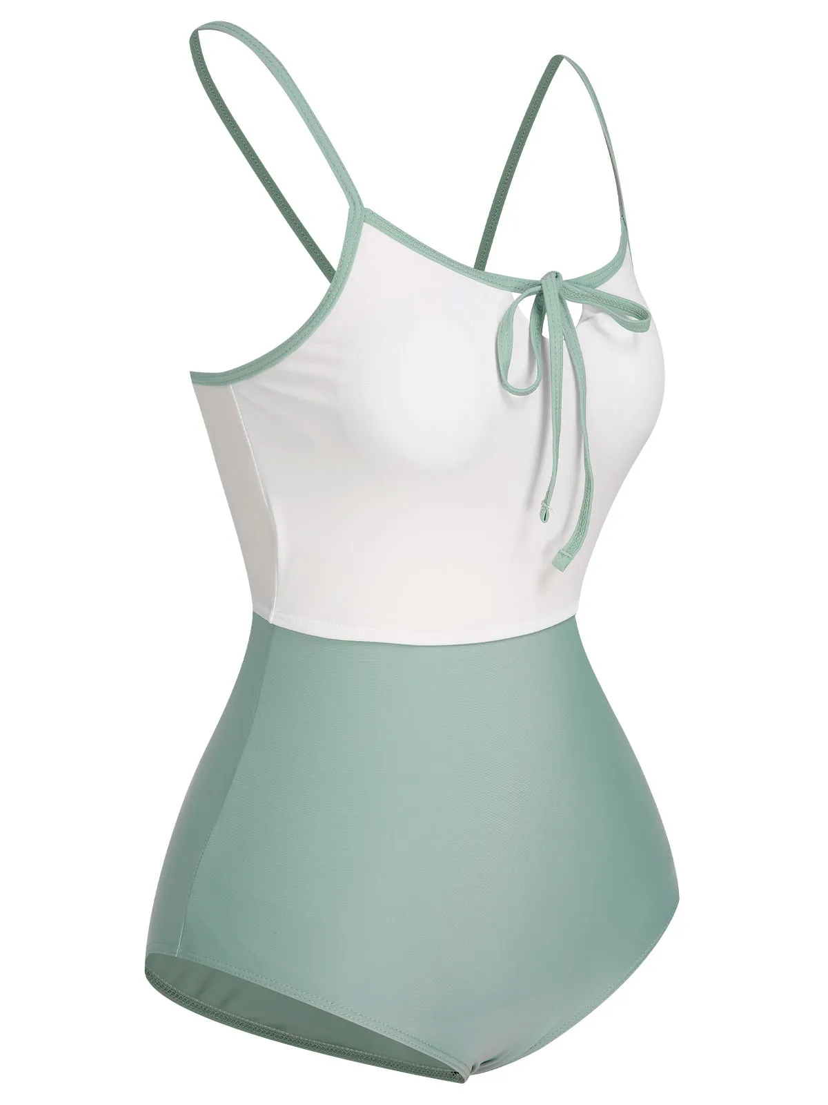 1950s Color Contrast BowKnot Strap Swimsuit sold by Retro Stage product image thumbnail 2