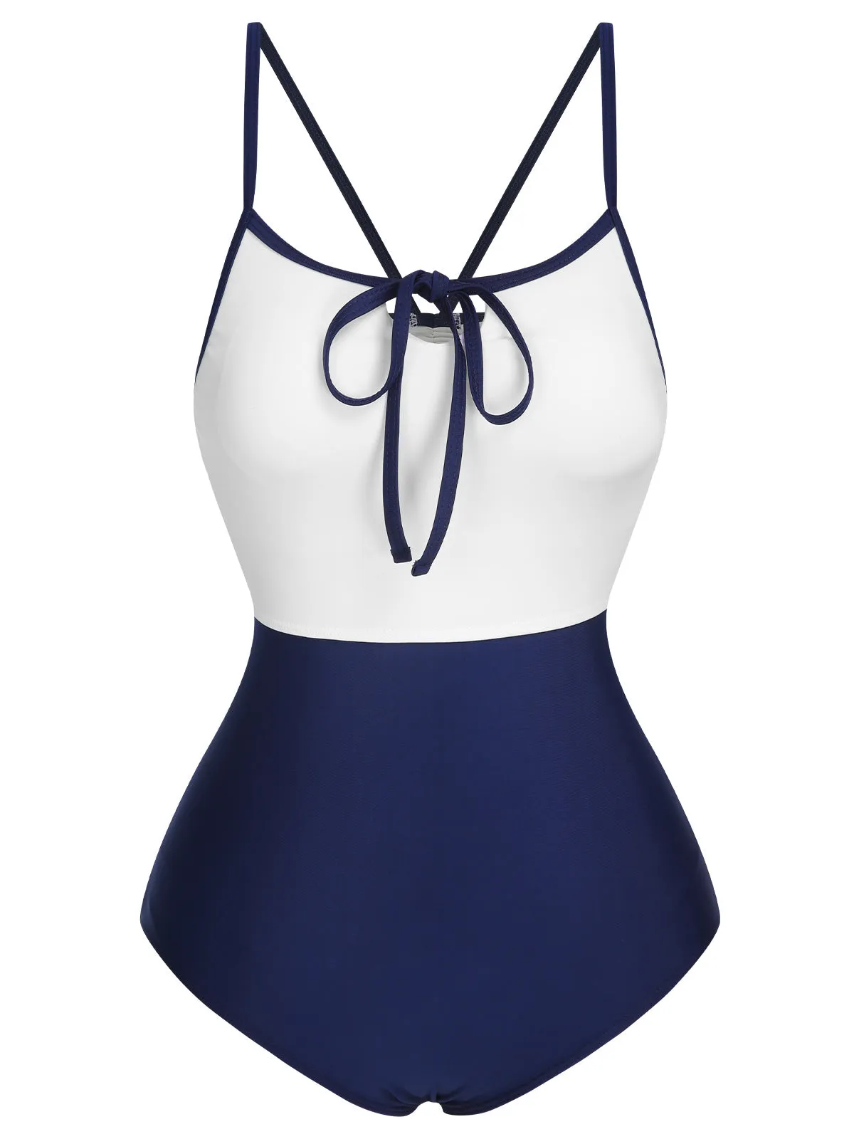 1950s Color Contrast BowKnot Strap Swimsuit sold by Retro Stage product image thumbnail 5