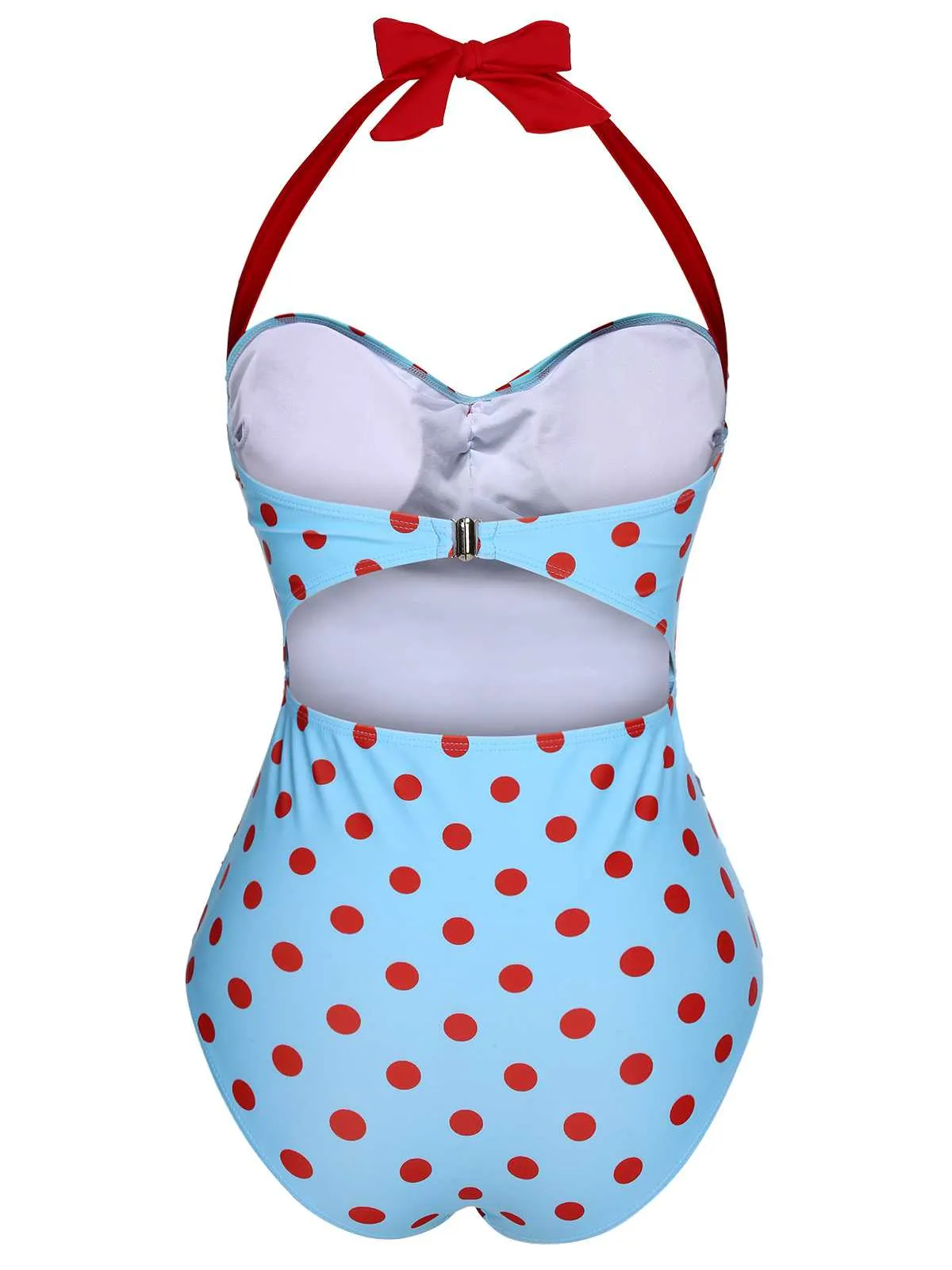 1940s Halter Contrast Polka Dots One-Piece Swimsuit sold by Retro Stage product image thumbnail 4