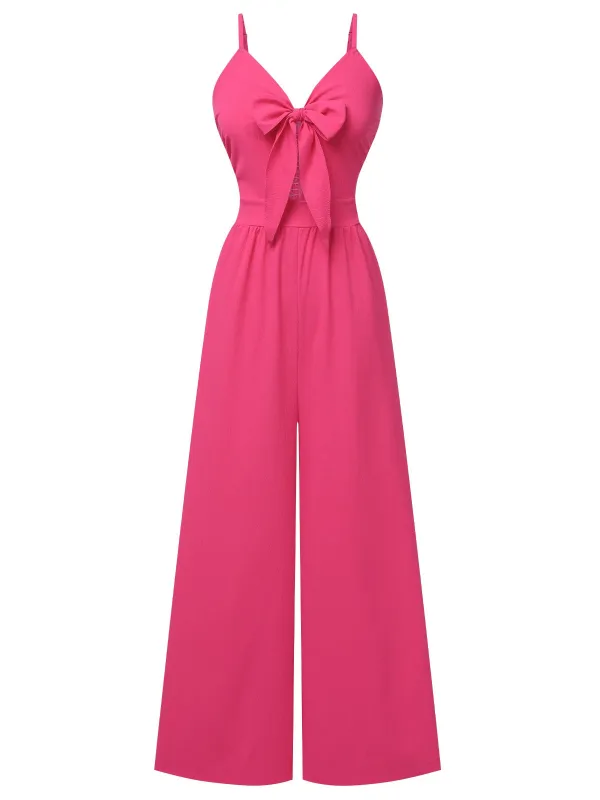 1950s Chest Bow Spaghetti Strap Jumpsuit sold by Retro Stage