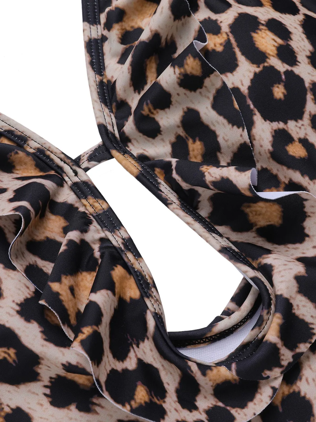 1950s All-Over Print Ruffled Belt One-Piece Swimsuit sold by Retro Stage product image thumbnail 4