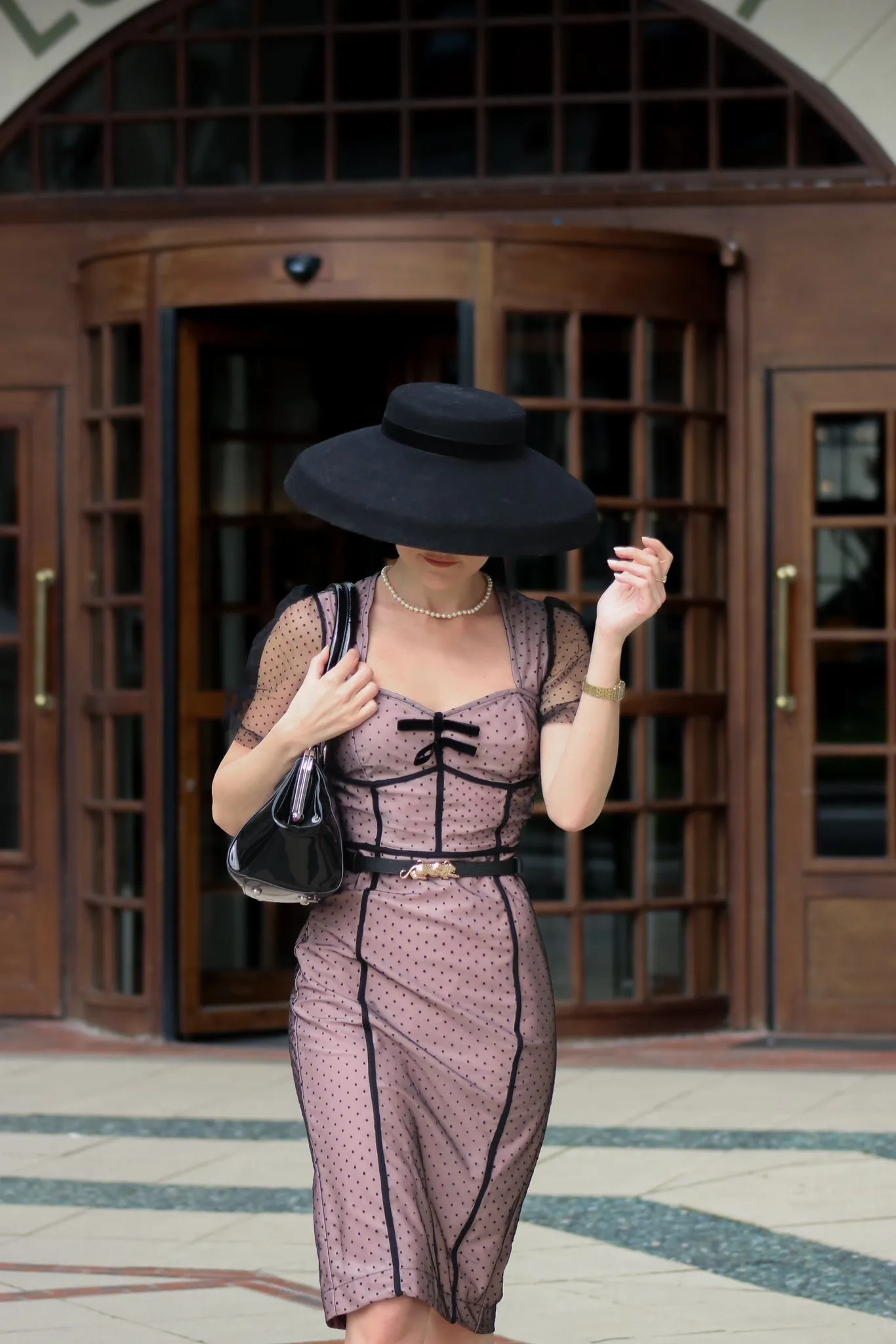 Pink 1960s Polka Dot Mesh Pencil Dress sold by Retro Stage product image thumbnail 2