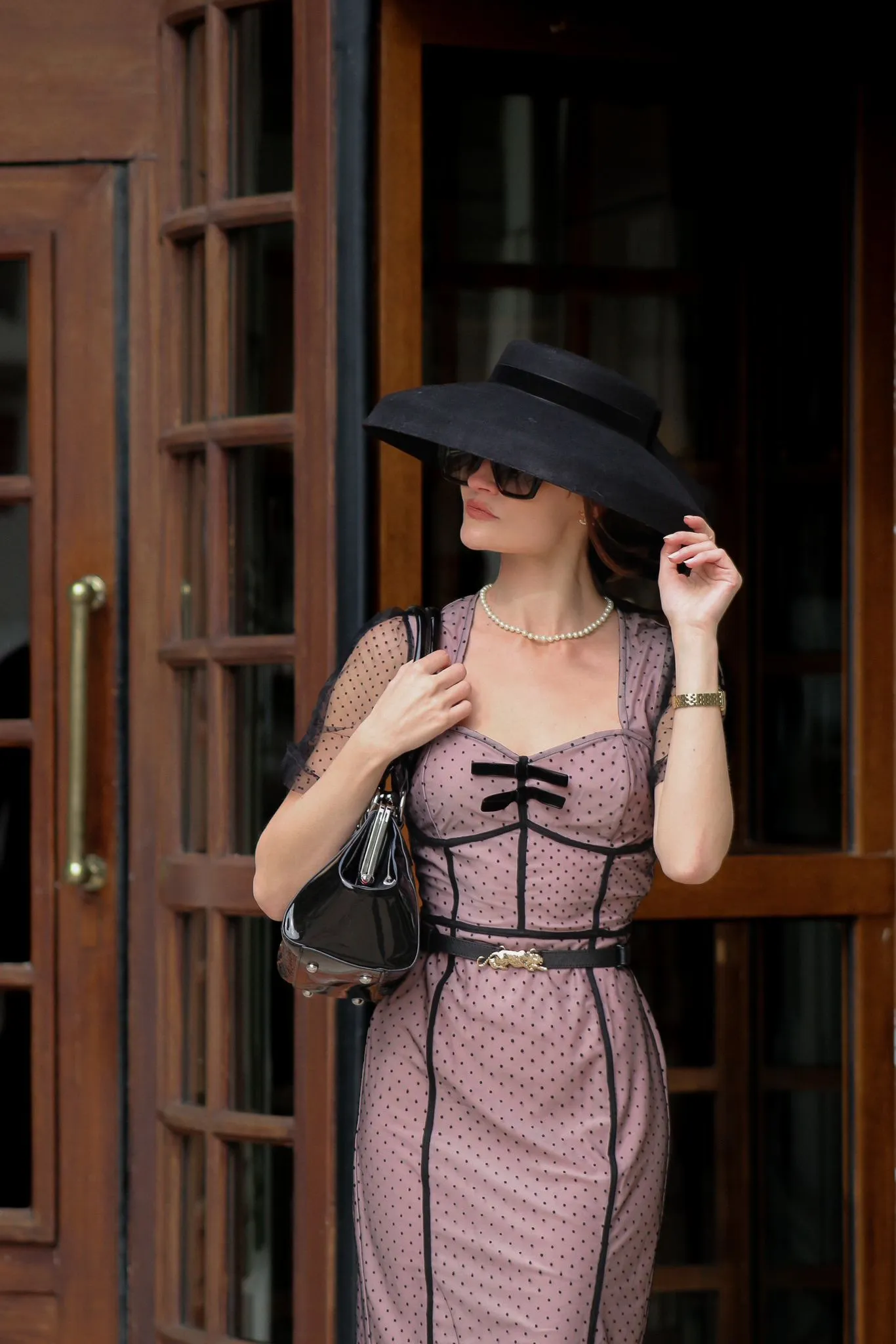 Pink 1960s Polka Dot Mesh Pencil Dress sold by Retro Stage product image thumbnail 4