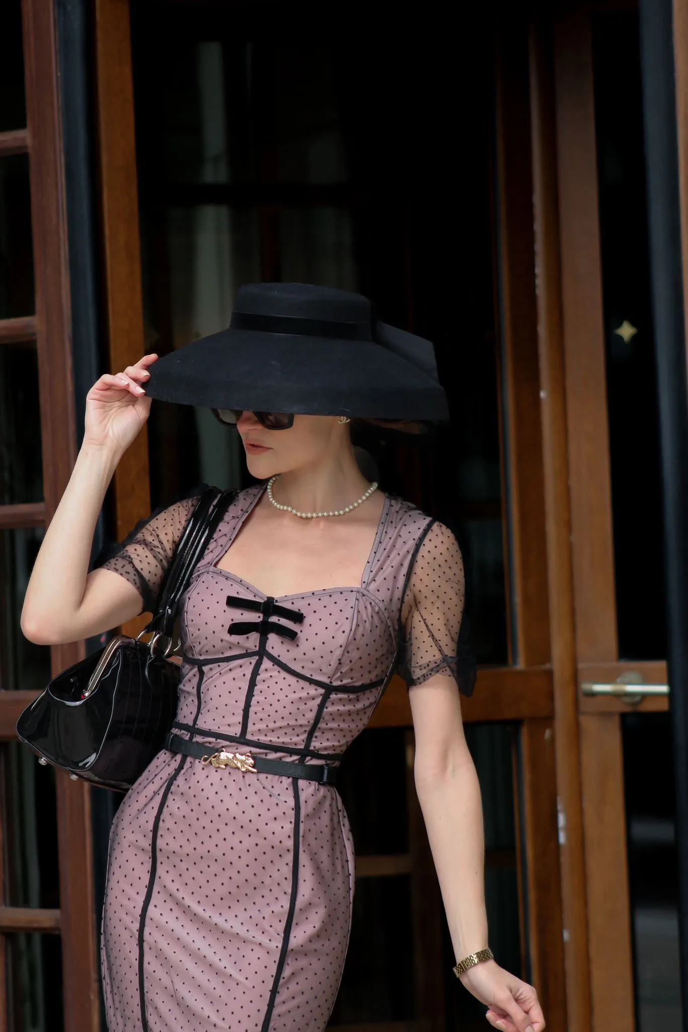 Pink 1960s Polka Dot Mesh Pencil Dress sold by Retro Stage product image thumbnail 3