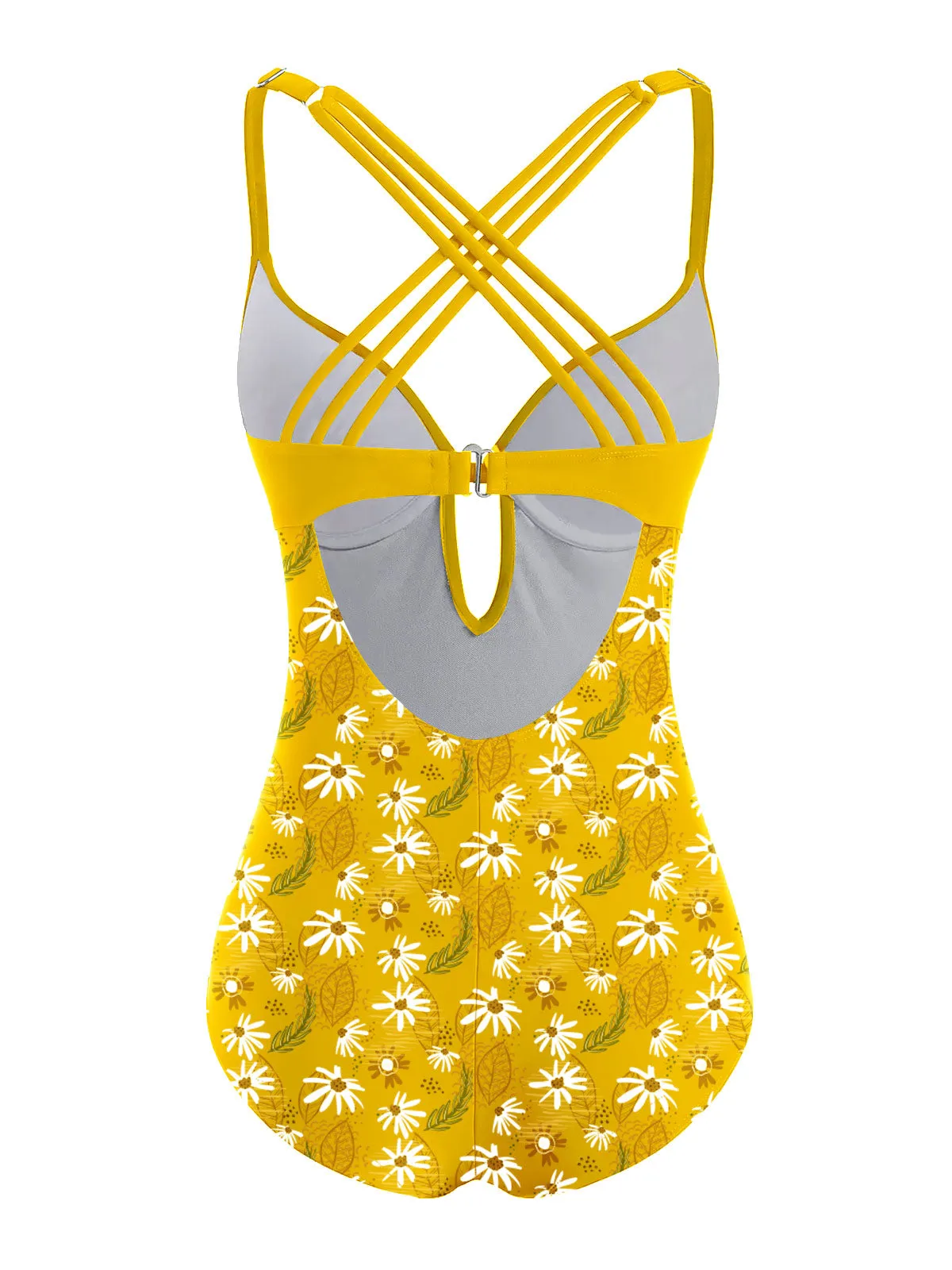 Yellow 1950s Daisy Patchwork Swimsuit sold by Retro Stage product image thumbnail 2