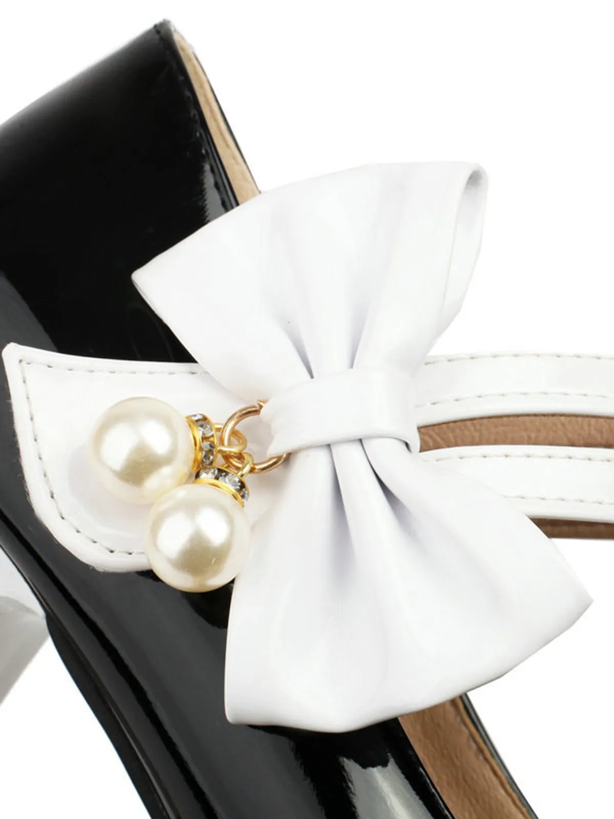 Mary Jane Color Block Side Bow High Heel Shoes sold by Retro Stage product image thumbnail 5