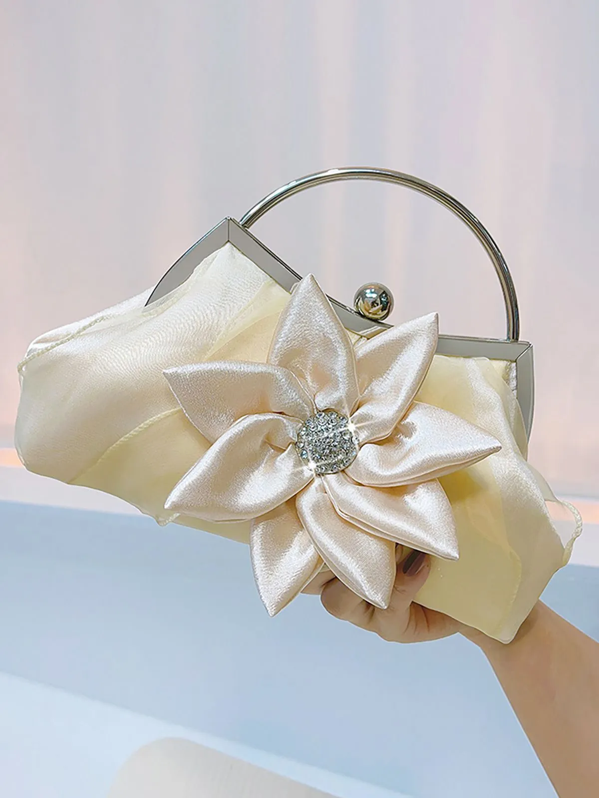 Vintage Rhinestones & 3D Flower Tote Bag sold by Retro Stage product image thumbnail 3