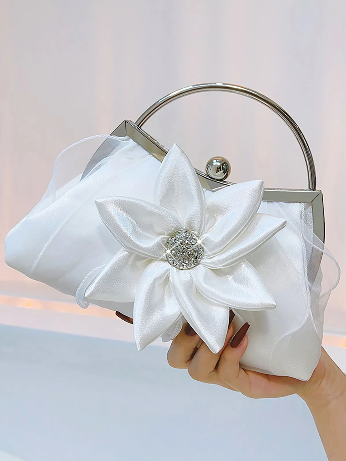 Vintage Rhinestones & 3D Flower Tote Bag sold by Retro Stage product image thumbnail 2