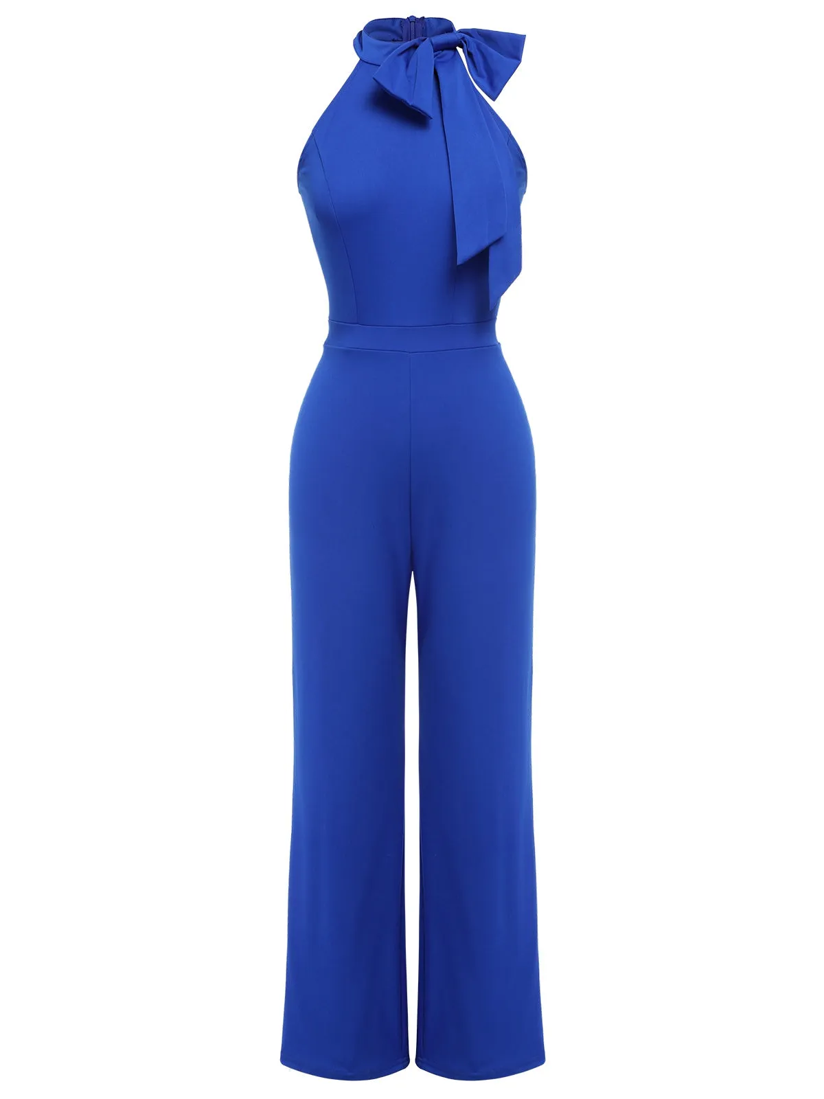Royal Blue 1930s Tie Neck Jumpsuit sold by Retro Stage