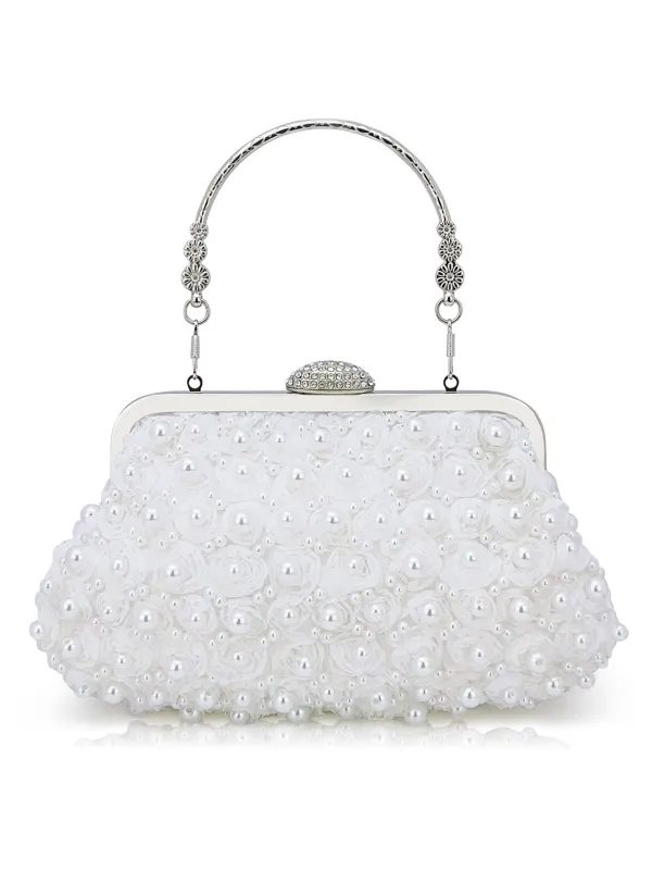 Vintage Pearl & 3D Flower Tote Bag sold by Retro Stage