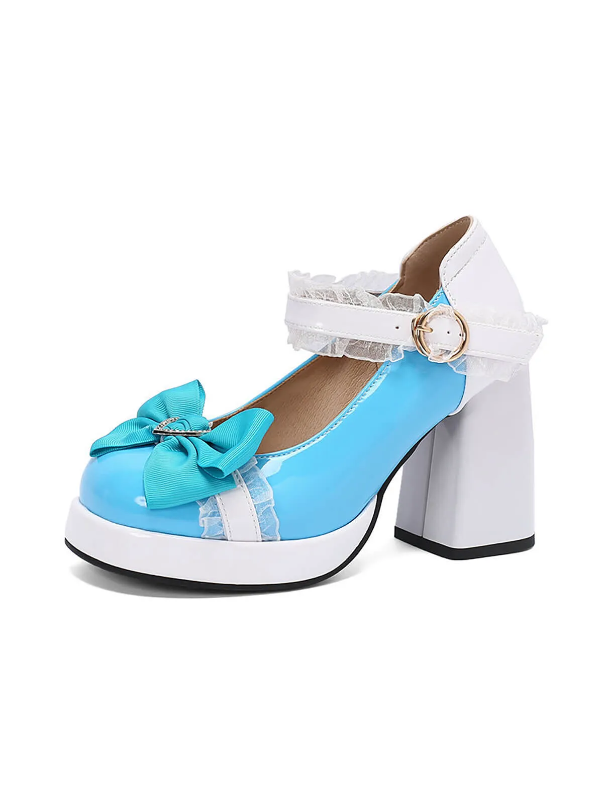 Mary Jane Color Block Chunky Heel Shoes sold by Retro Stage product image thumbnail 3