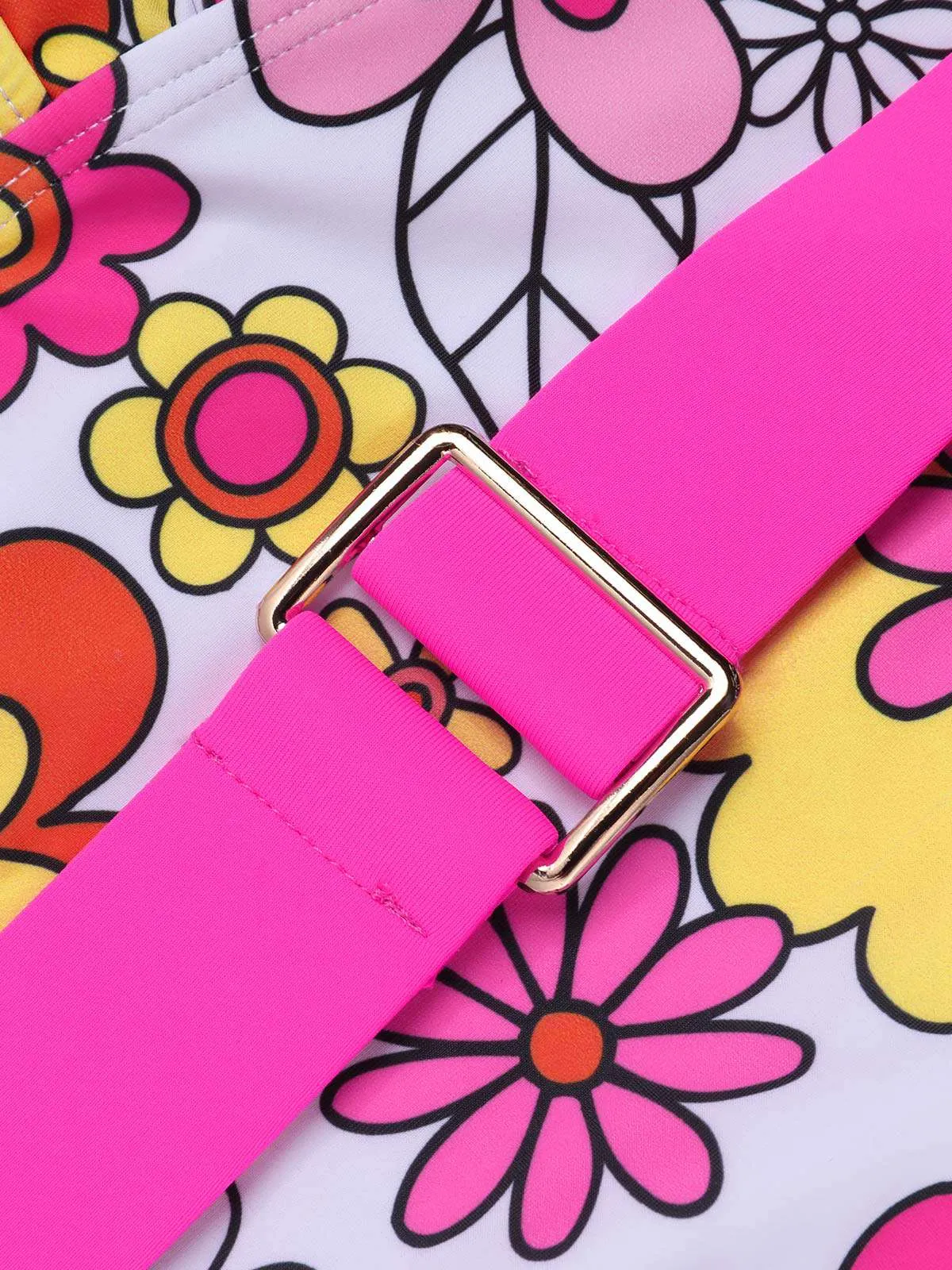 1960s Flowers Back-Cross Strap Belt Swimsuit sold by Retro Stage product image thumbnail 5