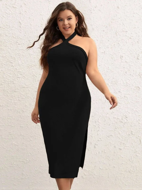 [Plus Size] Black 1960s Cross Halter Dress sold by Retro Stage