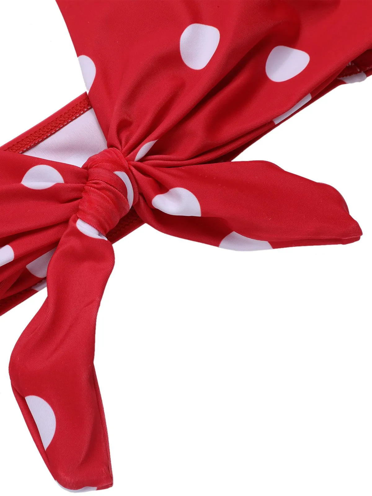 Red 1950s Polka Dot Tie Halter Swimsuit sold by Retro Stage product image thumbnail 5