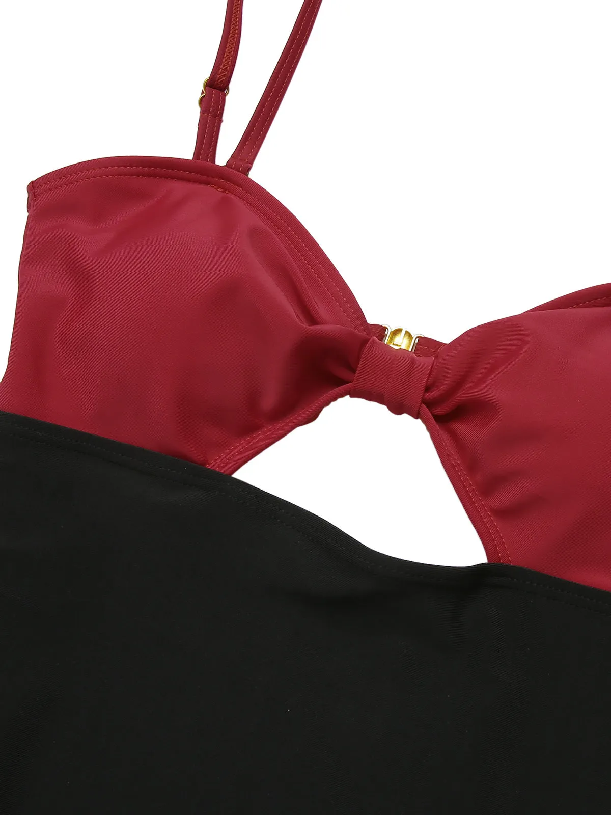 1950s Solid Cutout Halter Strap Swimsuit sold by Retro Stage product image thumbnail 5