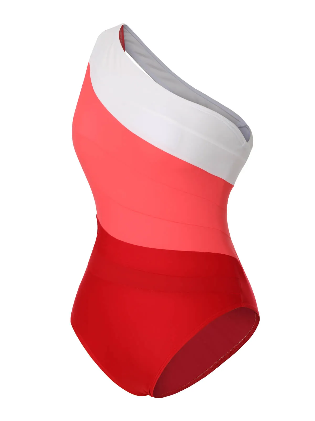 1940s Color Block One Shoulder One-Piece Swimsuit sold by Retro Stage product image thumbnail 3