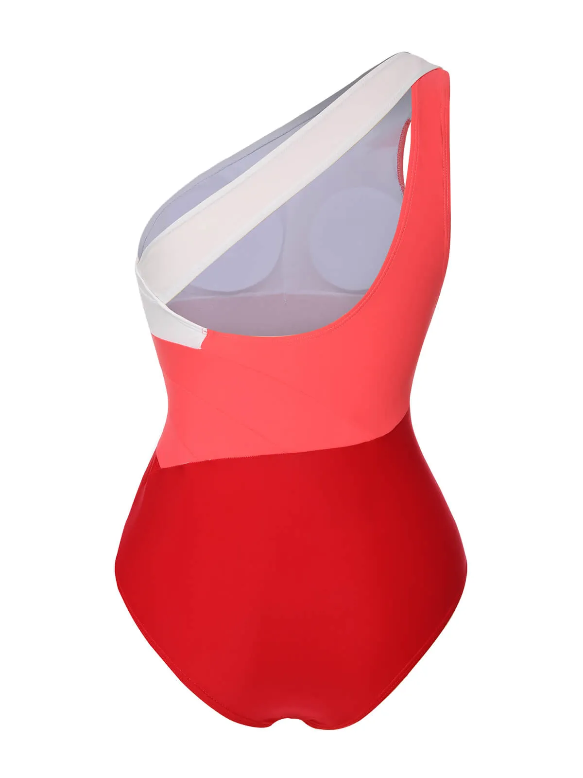 1940s Color Block One Shoulder One-Piece Swimsuit sold by Retro Stage product image thumbnail 4
