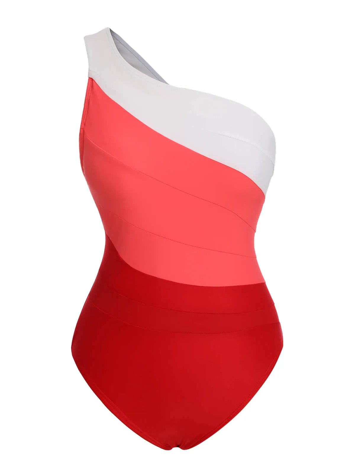 1940s Color Block One Shoulder One-Piece Swimsuit sold by Retro Stage product image thumbnail 2